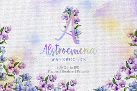 Alstroemeria Violet Watercolor Illustration for Real Crafting Projects