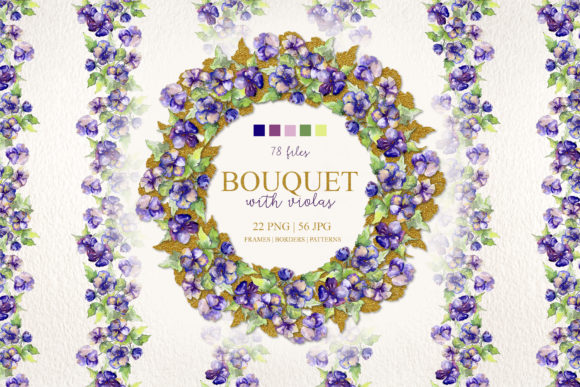 Bouquet with Violas Watercolor Set: A Versatile Illustration for Branding