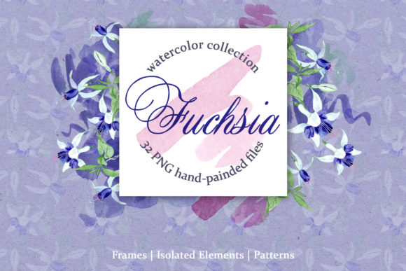 Fuchsia Blue Watercolor