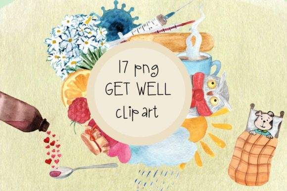 Get Well Watercolor Clip Art for Creative Design Projects