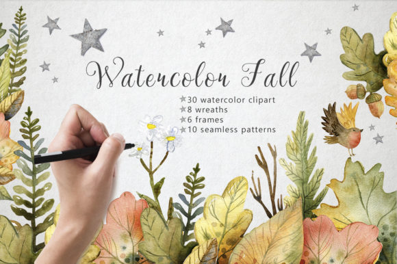 Hello Autumn Watercolor Illustrations: A Versatile Design for Seasonal Crafting