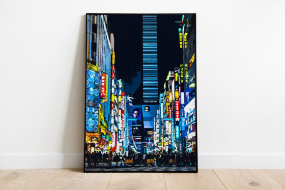 Japan City Night Watercolor: A Versatile Illustration for Local Business Branding