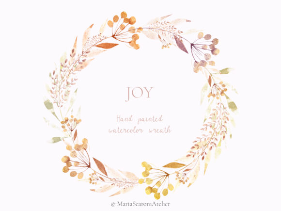 JOY Hand Painted Watercolor Wreath: A Versatile Illustration for Creative Branding