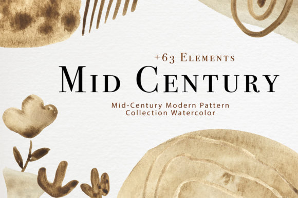 Mid-Century Modern Pattern Watercolor for Illustrations