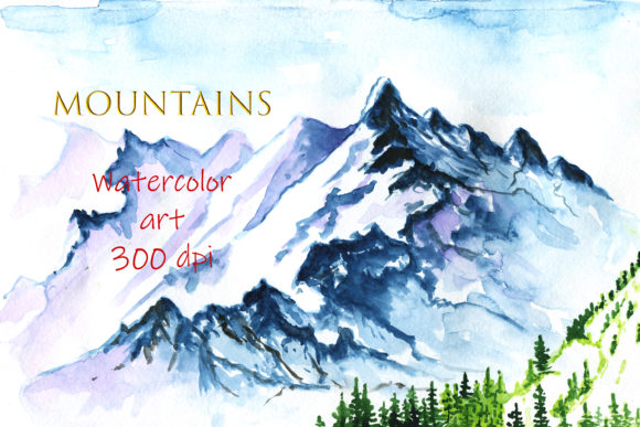 Mountain Watercolor Illustrations for Real Crafting Projects