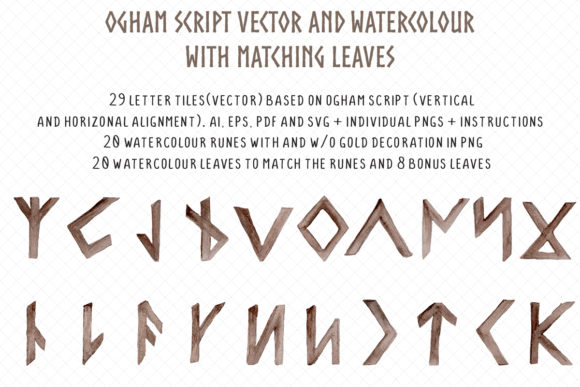 Ogham Set Vector and Watercolour: A Versatile Illustration for Crafters