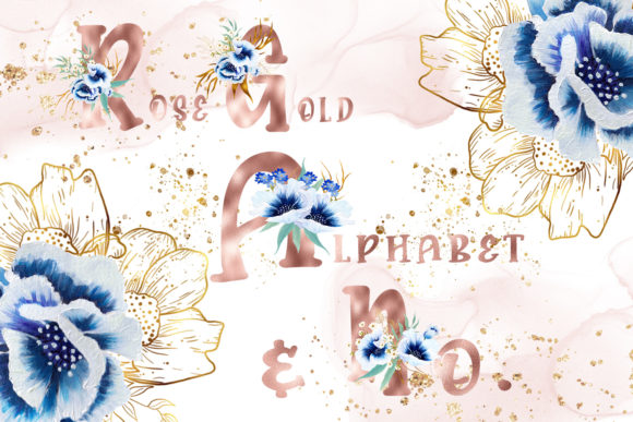 Rose Gold Watercolor Anemone Alphabet: A Design Asset for Elegant Creative Projects