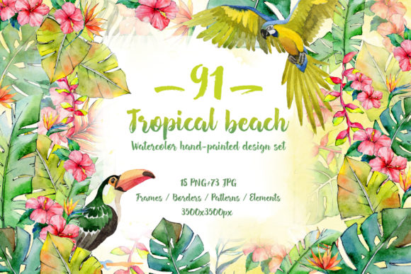 Tropical Beach Watercolor Set: A Designer’s Perspective on Illustrations for Local Business Branding