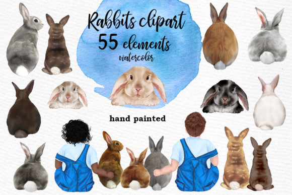 Watercolor Bunny Clipart Rabbit Png Kids Illustrations