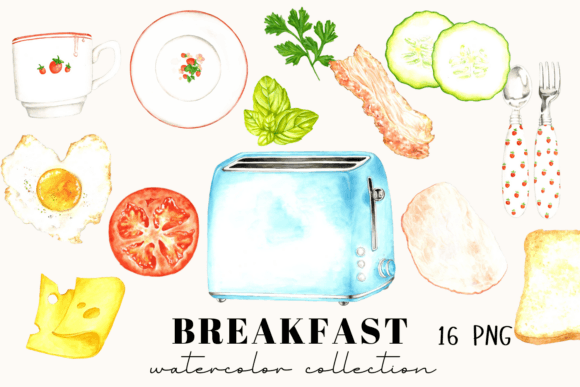 Watercolor Kitchen Clipart Illustrations for Local Business Branding