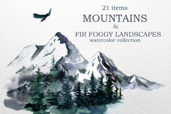 Watercolor Mountains Clipart: A Versatile Illustration for Creative Projects