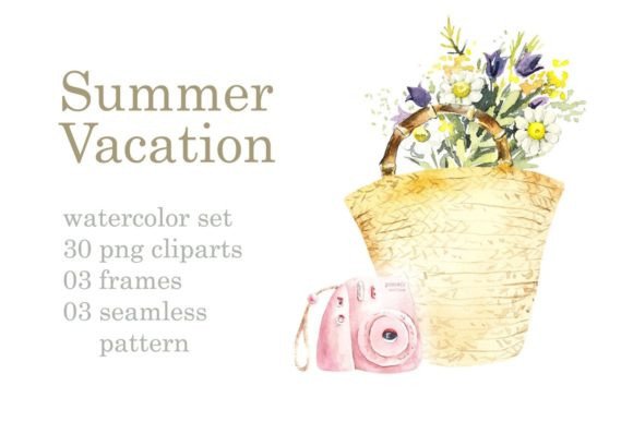 Watercolor Pink Summer Illustrations