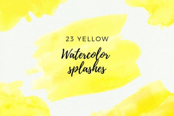Watercolor Splash Clipart, Yellow Dots and Illustrations