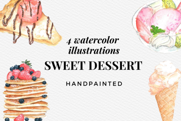 Watercolor Sweets Desserts Collection and Illustrations