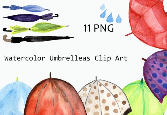 Watercolor Umbrellas Clip Art: A Versatile Illustration for Creative Sellers