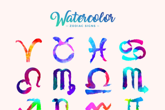Watercolor Zodiac Signs PNG Set: A Versatile Illustration for Creative Projects